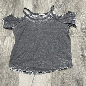 Express vintage gray cold shoulder tee-XS